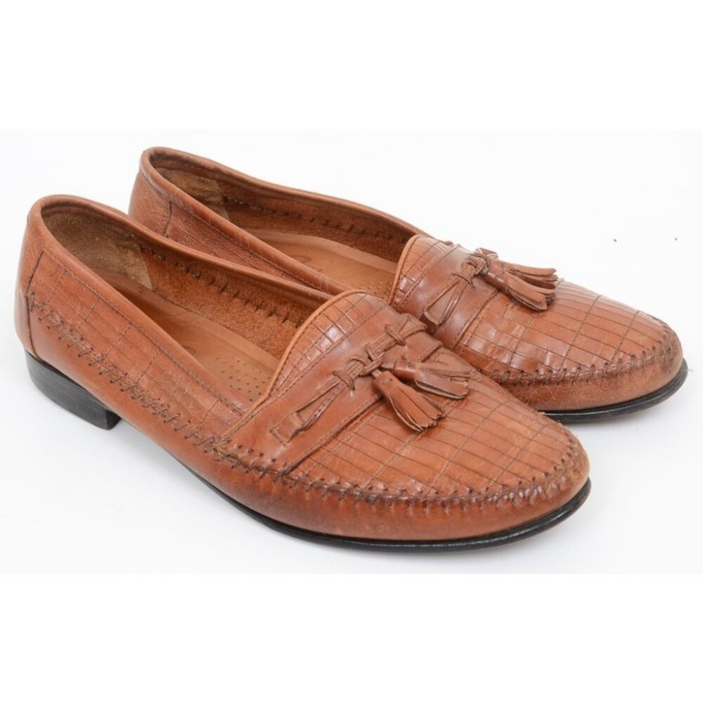 Giorgio Brutini the Glove Men's Size 10C Leather Woven Tassel Loafers Preppy